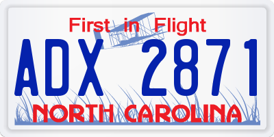 NC license plate ADX2871