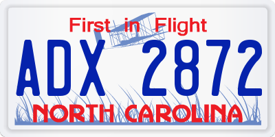 NC license plate ADX2872