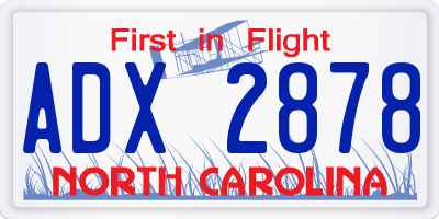 NC license plate ADX2878