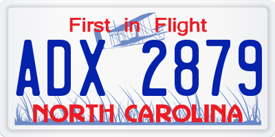 NC license plate ADX2879