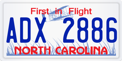 NC license plate ADX2886