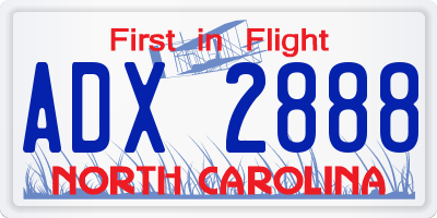 NC license plate ADX2888