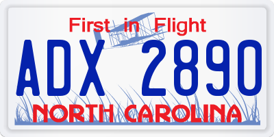 NC license plate ADX2890