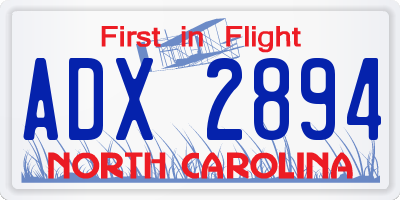 NC license plate ADX2894