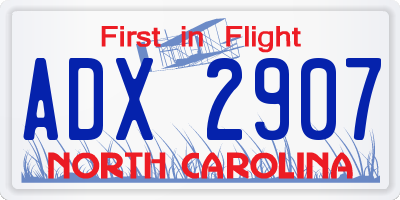 NC license plate ADX2907