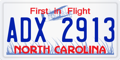 NC license plate ADX2913