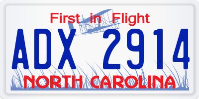 NC license plate ADX2914