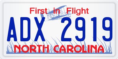 NC license plate ADX2919
