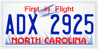 NC license plate ADX2925
