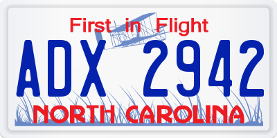 NC license plate ADX2942