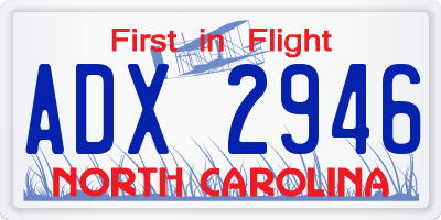 NC license plate ADX2946