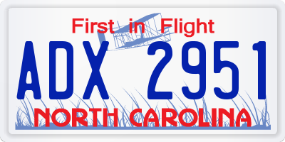 NC license plate ADX2951