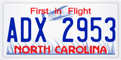 NC license plate ADX2953