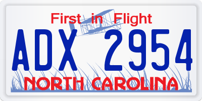 NC license plate ADX2954