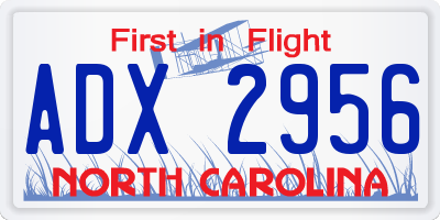 NC license plate ADX2956