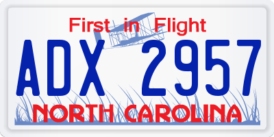 NC license plate ADX2957