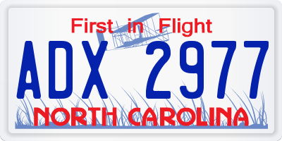 NC license plate ADX2977