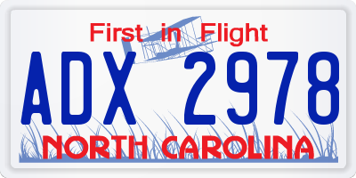 NC license plate ADX2978
