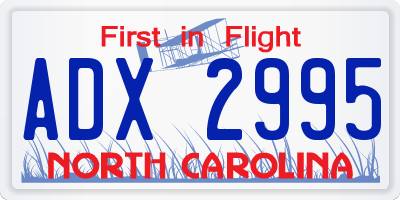 NC license plate ADX2995