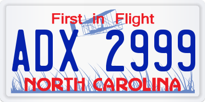 NC license plate ADX2999
