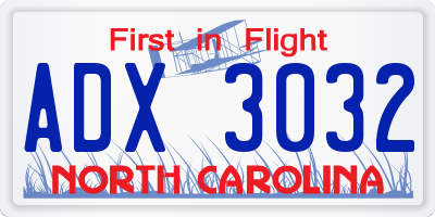 NC license plate ADX3032