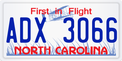 NC license plate ADX3066