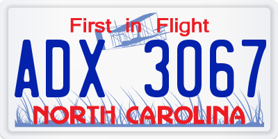 NC license plate ADX3067
