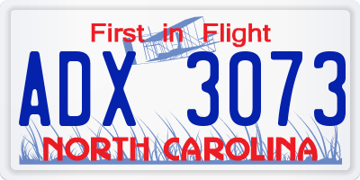 NC license plate ADX3073