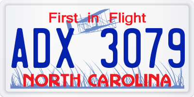 NC license plate ADX3079