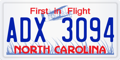 NC license plate ADX3094