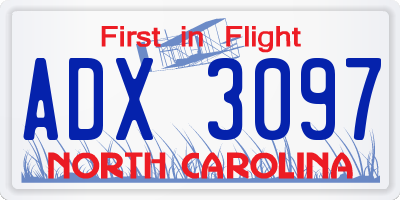 NC license plate ADX3097