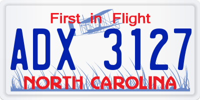 NC license plate ADX3127
