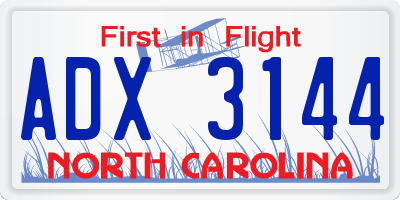 NC license plate ADX3144
