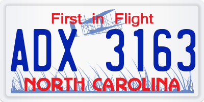 NC license plate ADX3163