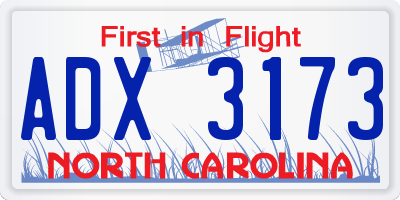 NC license plate ADX3173