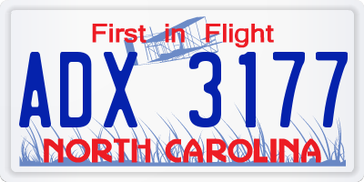 NC license plate ADX3177