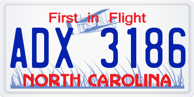 NC license plate ADX3186