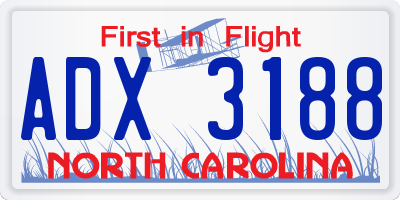 NC license plate ADX3188