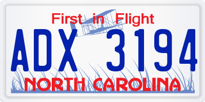 NC license plate ADX3194