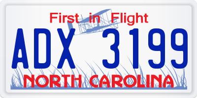 NC license plate ADX3199