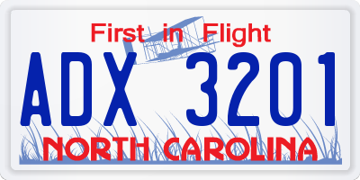 NC license plate ADX3201