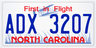 NC license plate ADX3207