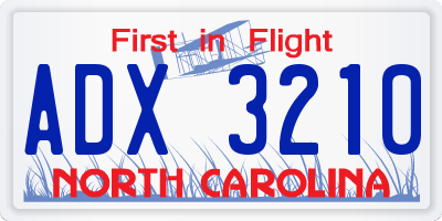 NC license plate ADX3210