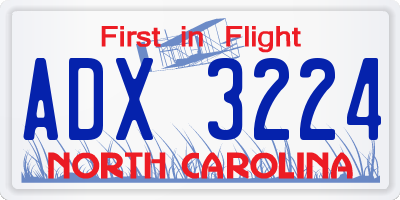 NC license plate ADX3224