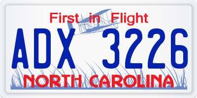 NC license plate ADX3226