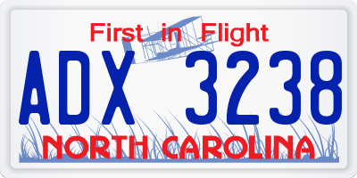 NC license plate ADX3238