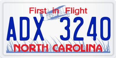 NC license plate ADX3240