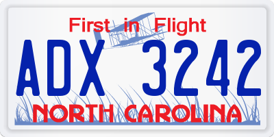 NC license plate ADX3242