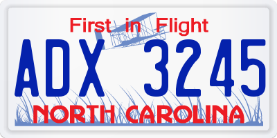 NC license plate ADX3245