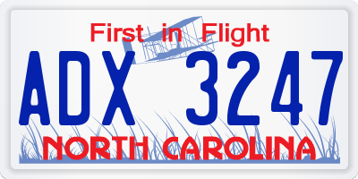NC license plate ADX3247